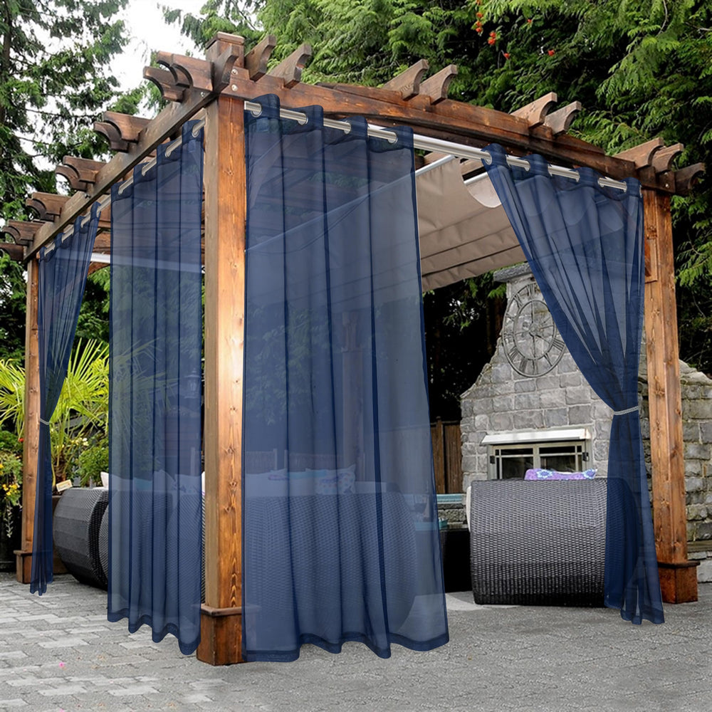 BONZER Waterproof Sheer Curtains Navy front view