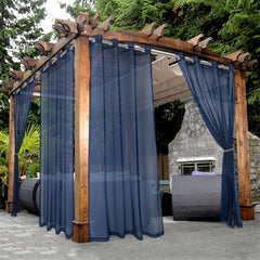 BONZER Waterproof Sheer Curtains Navy front view