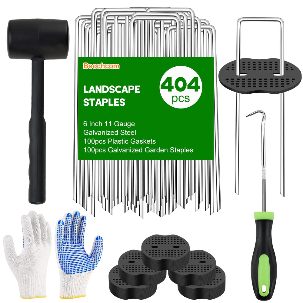 Boochcom Turf Nails Set with 200 U-shaped garden staples and accessories