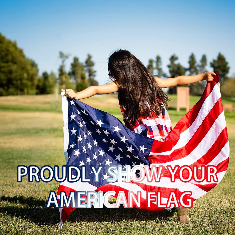 Boonipet American flag displaying sewn stripes and brass grommets