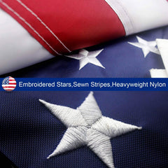 Boonipet American flag on a garden pole against a blue sky