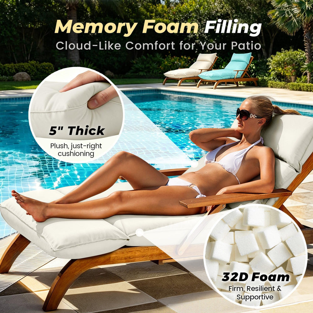 Bootuu Outdoor Chaise Lounge Chair Cushion back view with straps