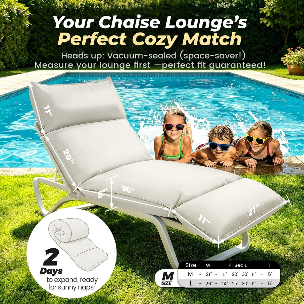 Bootuu Outdoor Chaise Lounge Chair Cushion side view with padding