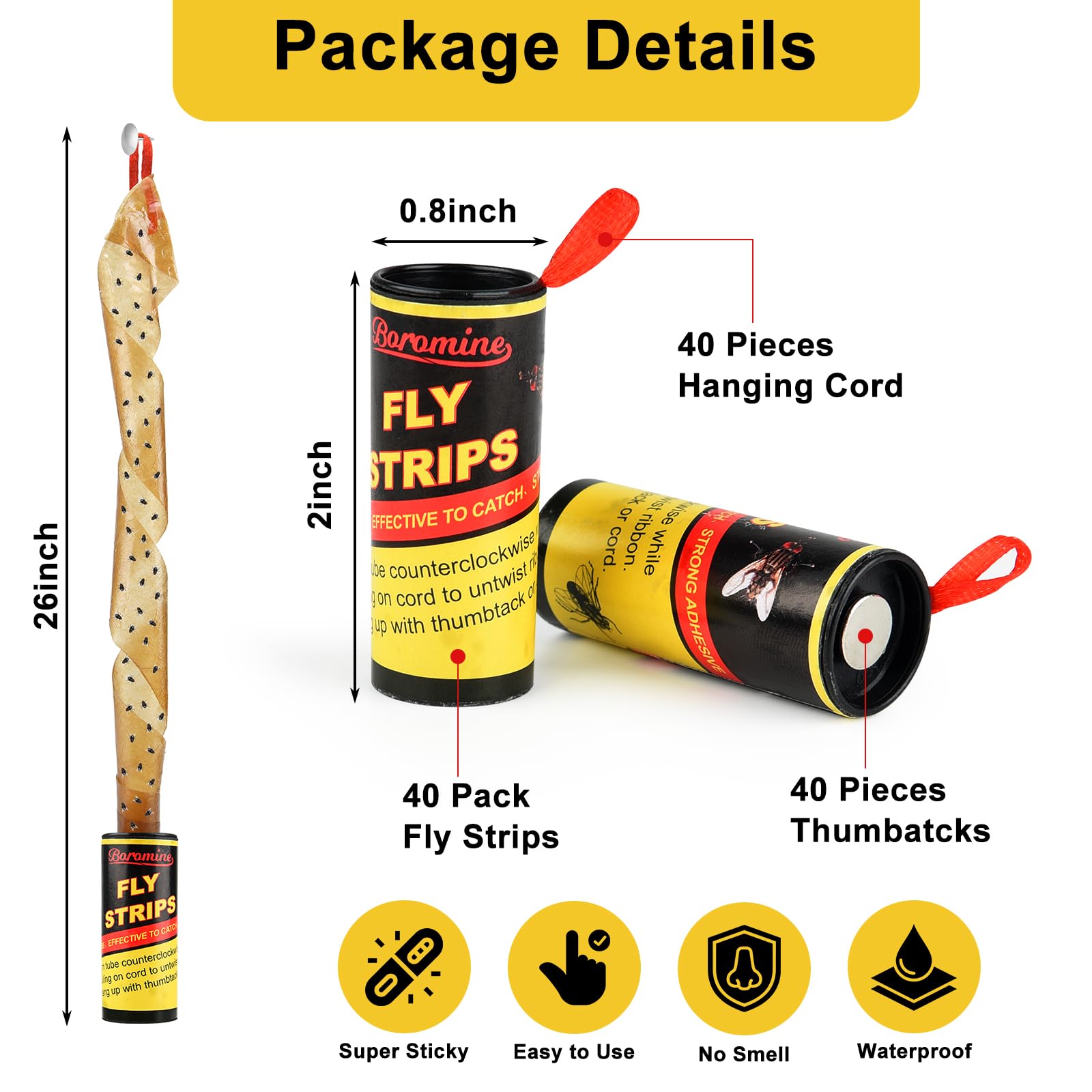 Boromine fly strips showing sticky surface