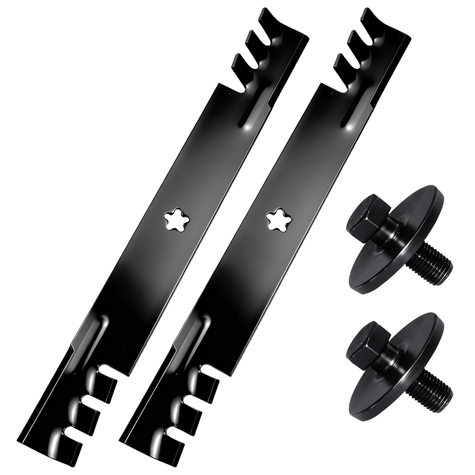 BOSFLAG Gator Mulching Blade front view with serrated edges