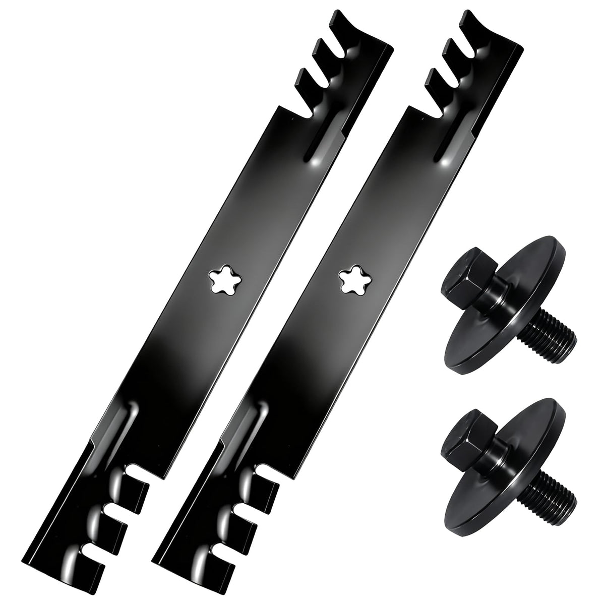 BOSFLAG Gator Mulching Blade front view with serrated edges