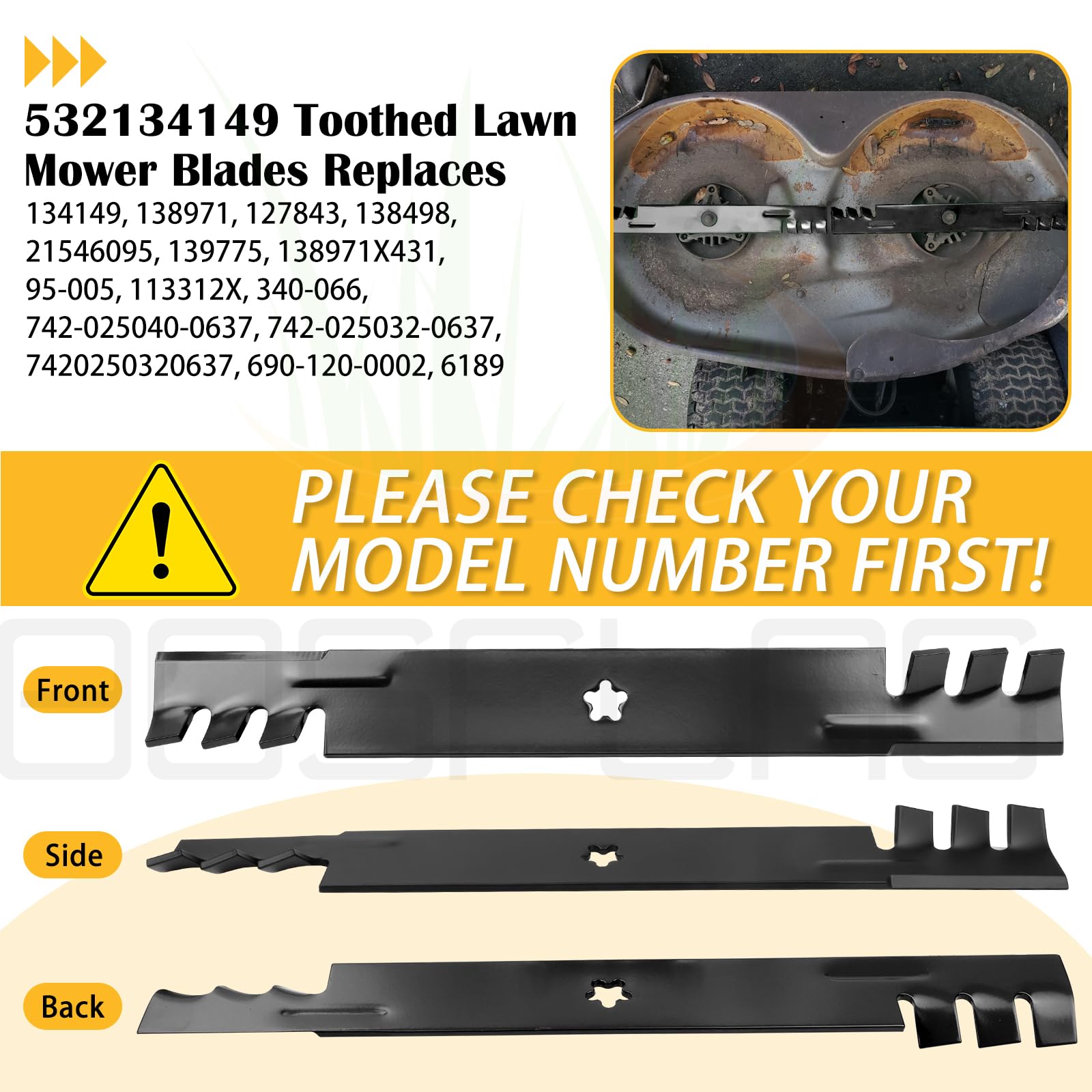 BOSFLAG Gator Mulching Blade showing installation hardware