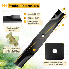 BOSFLAG Low Lift Mower Blades side profile with specifications