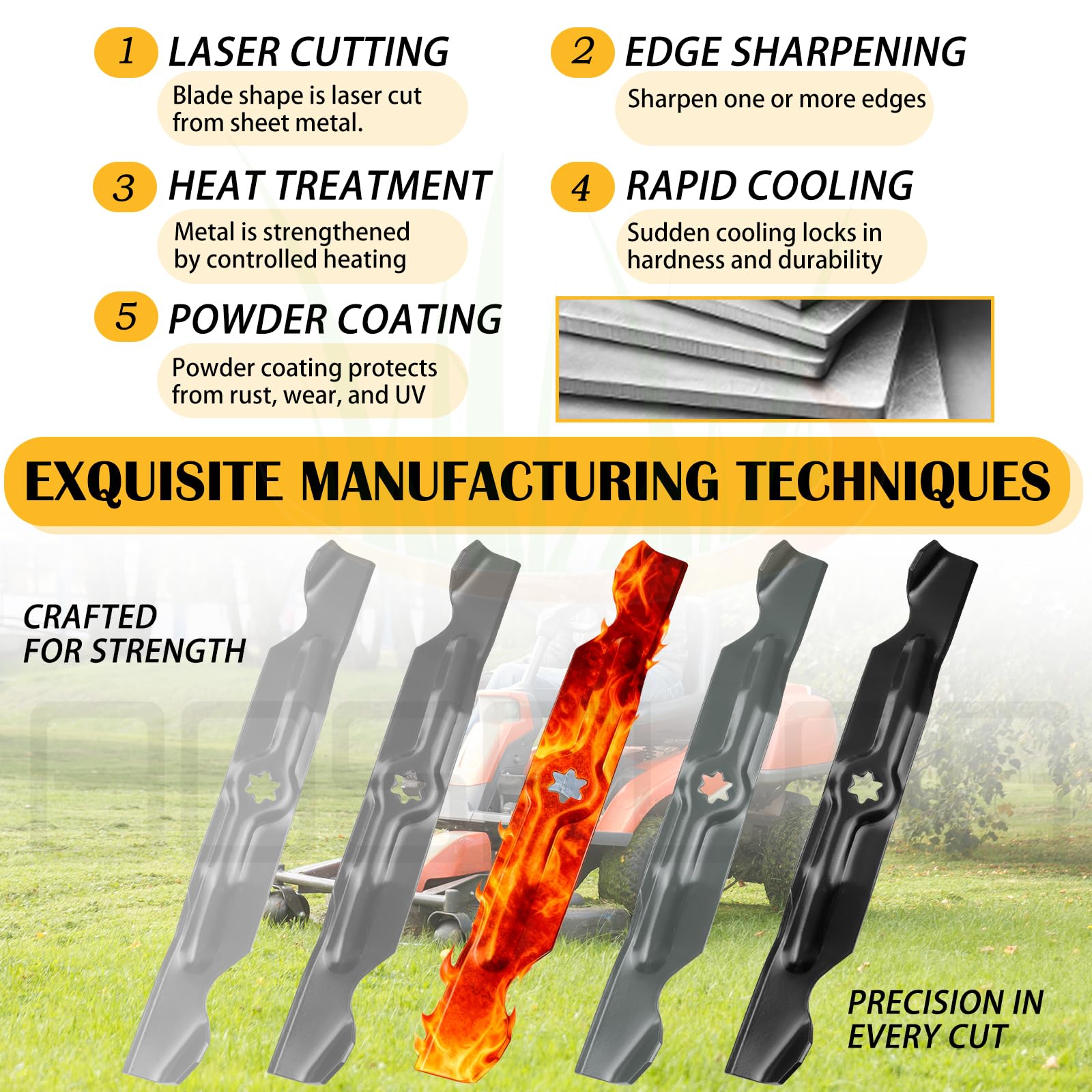BOSFLAG mower blades being installed on a Cub Cadet mower