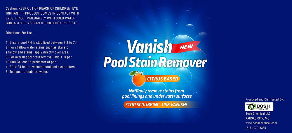 Bosh Chemical Vanish Pool Stain Remover bottle with label