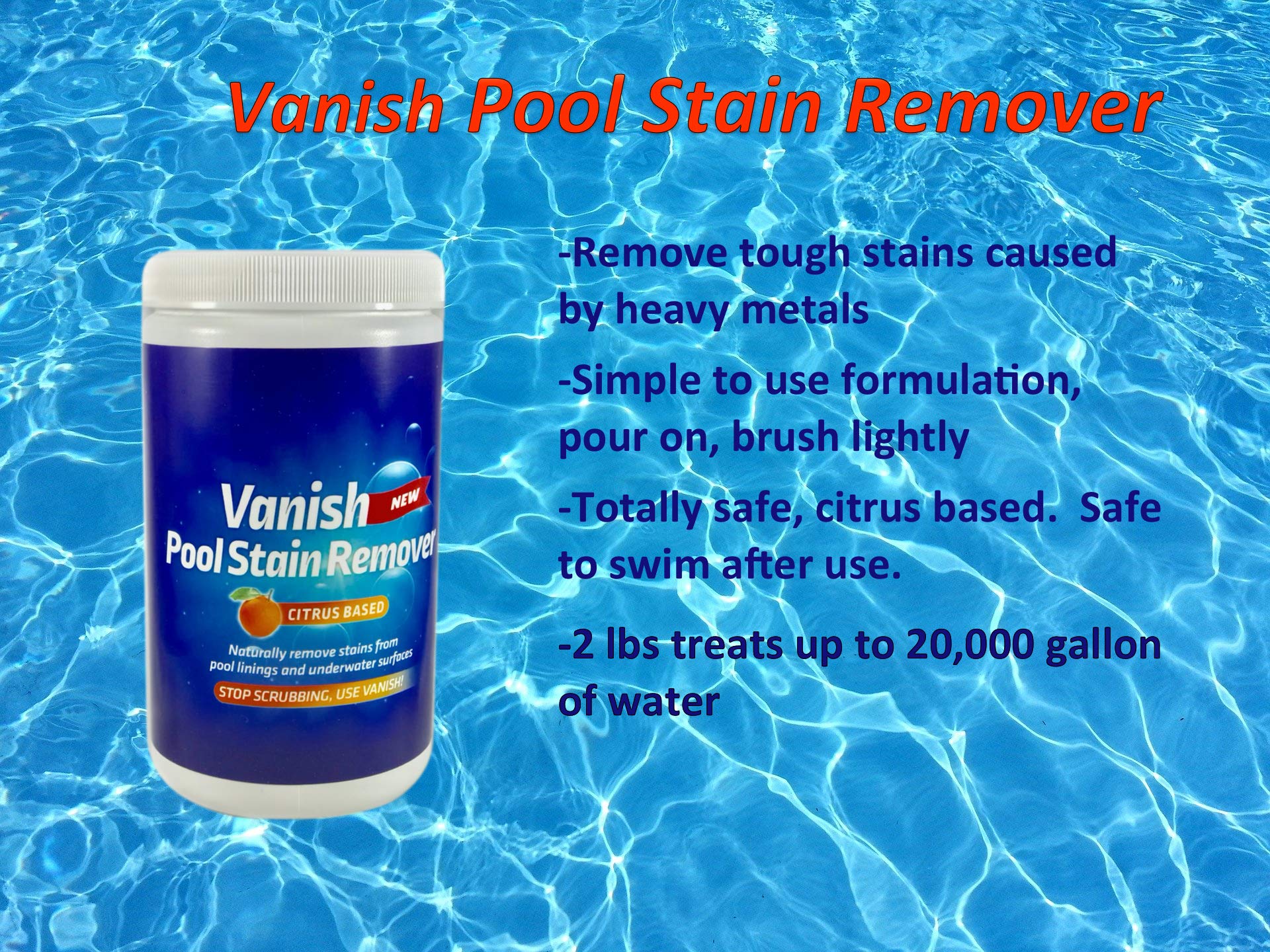 Bosh Chemical Vanish Pool Stain Remover in use around pool