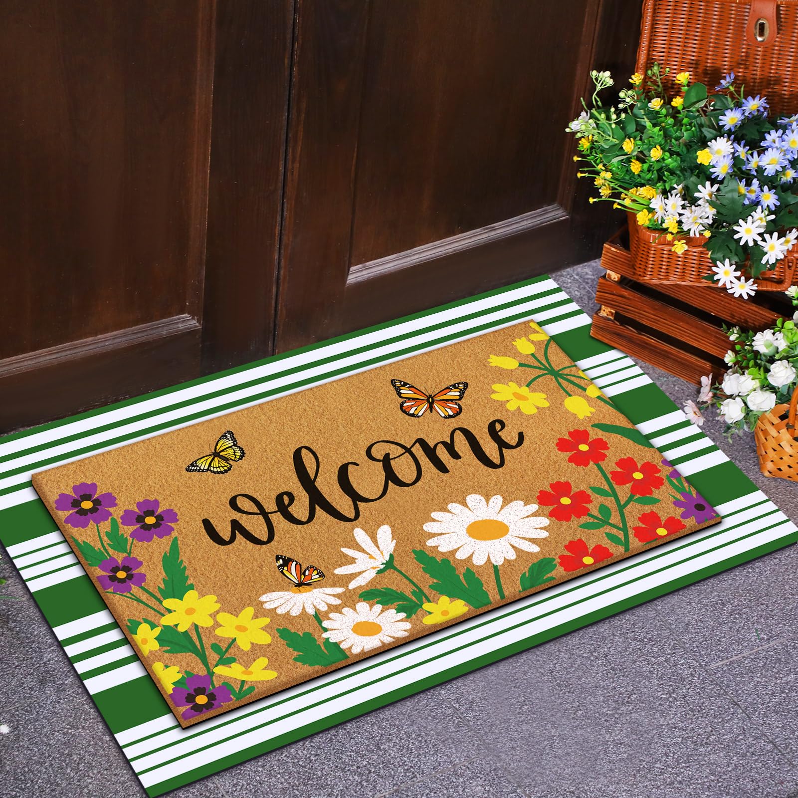 Both doormats displayed together at the entrance