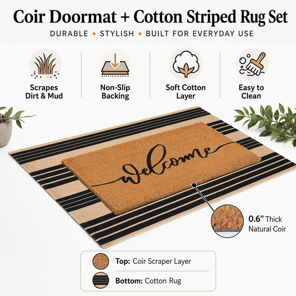 Both mats displayed together at a front porch