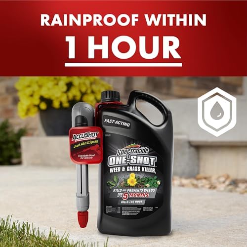 Bottle of Spectracide One-Shot Weed & Grass Killer on patio