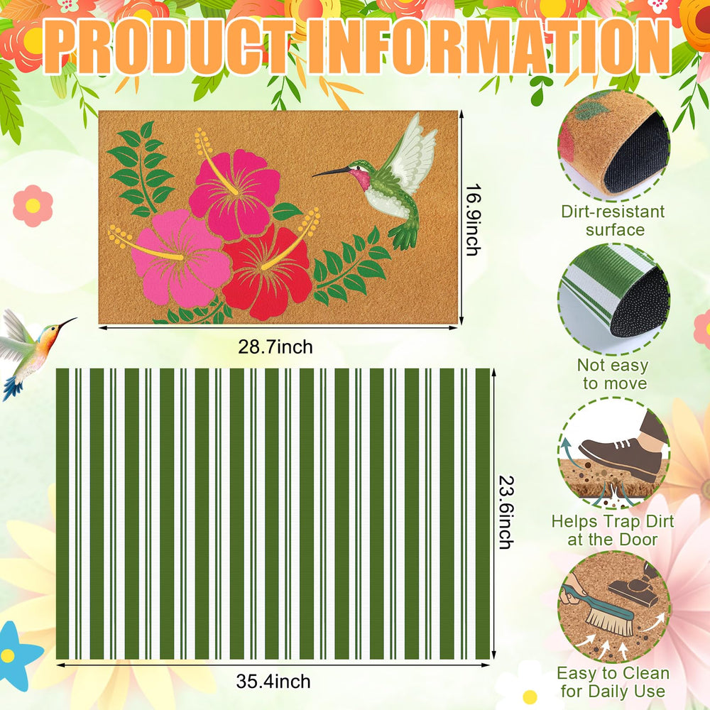 Bottom doormat size 23.6 x 35.4 inches with green and white pattern