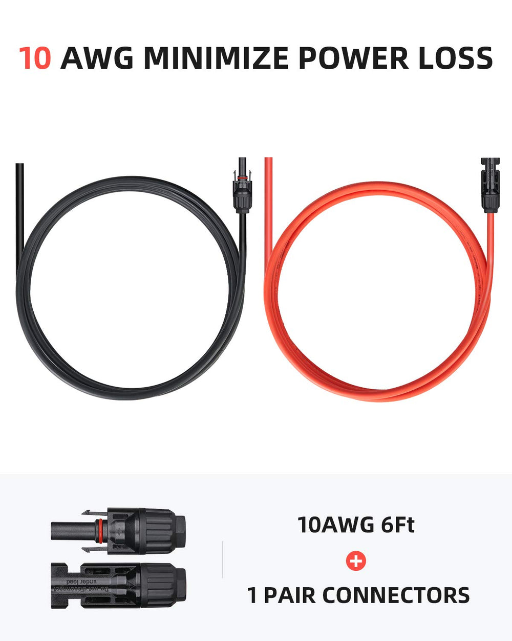 BougeRV 10AWG Solar Extension Cable laid flat on a surface
