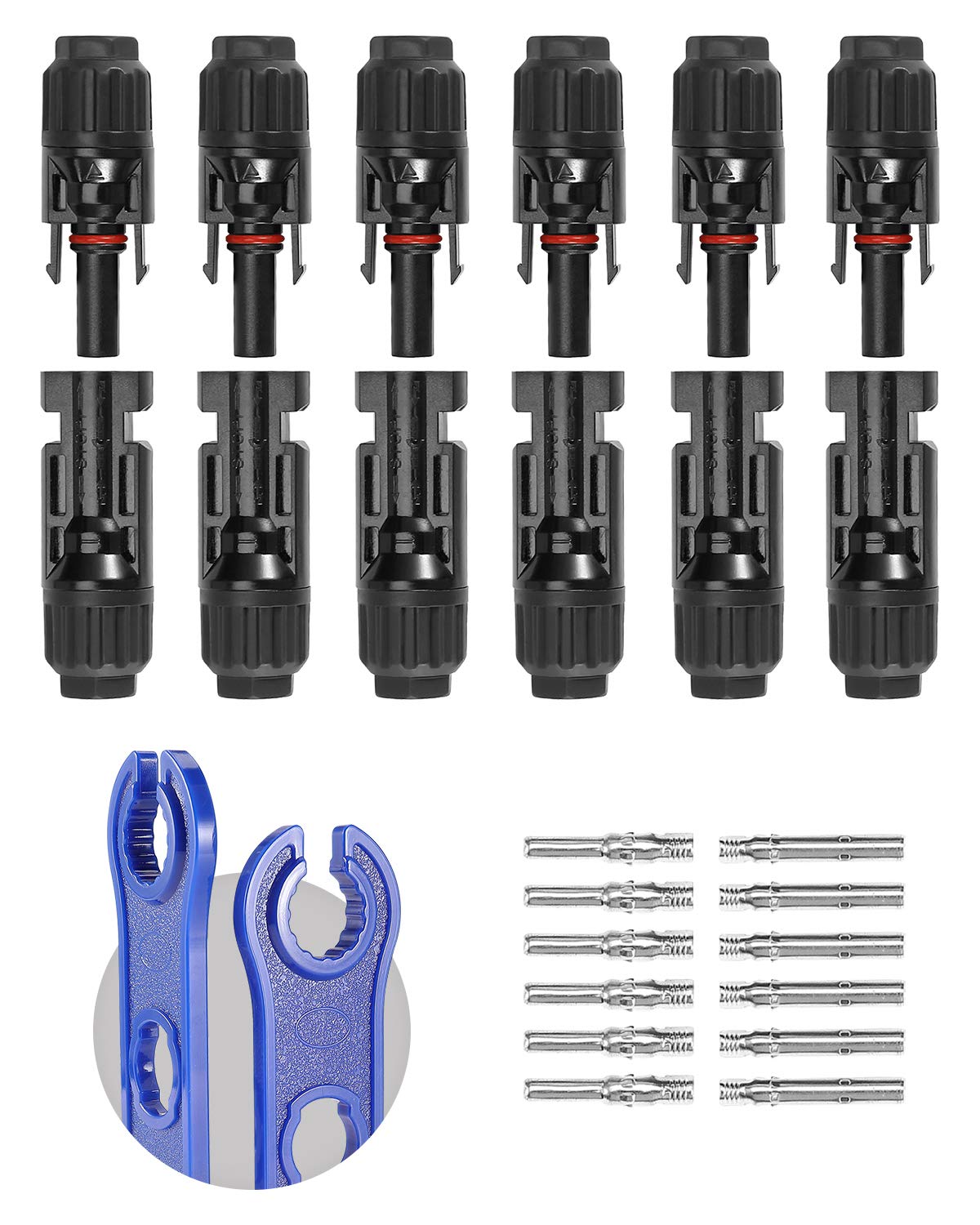 BougeRV 12 PCS Solar Connectors with spanners front view