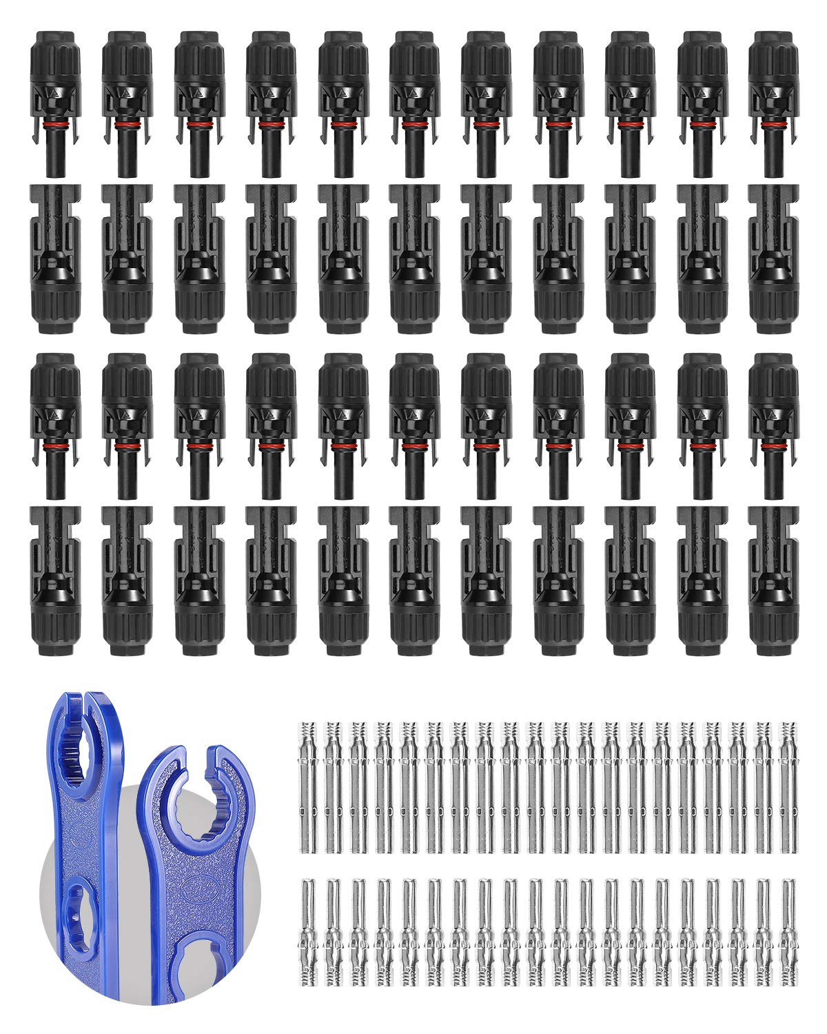 BougeRV 44PCS Solar Connector set with spanners, black