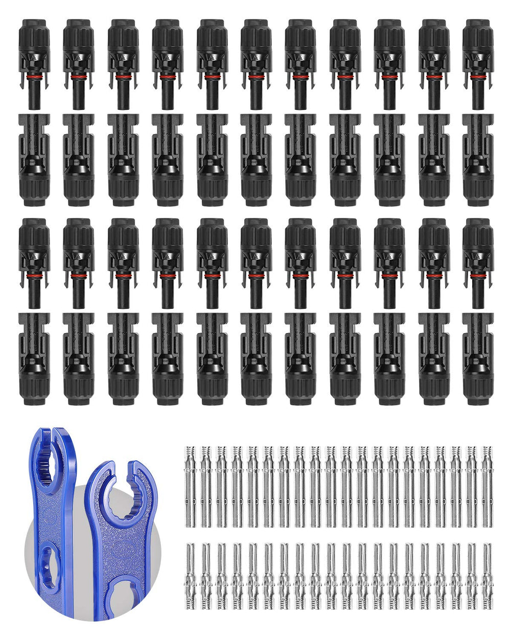 BougeRV 44PCS Solar Connector set with spanners, black