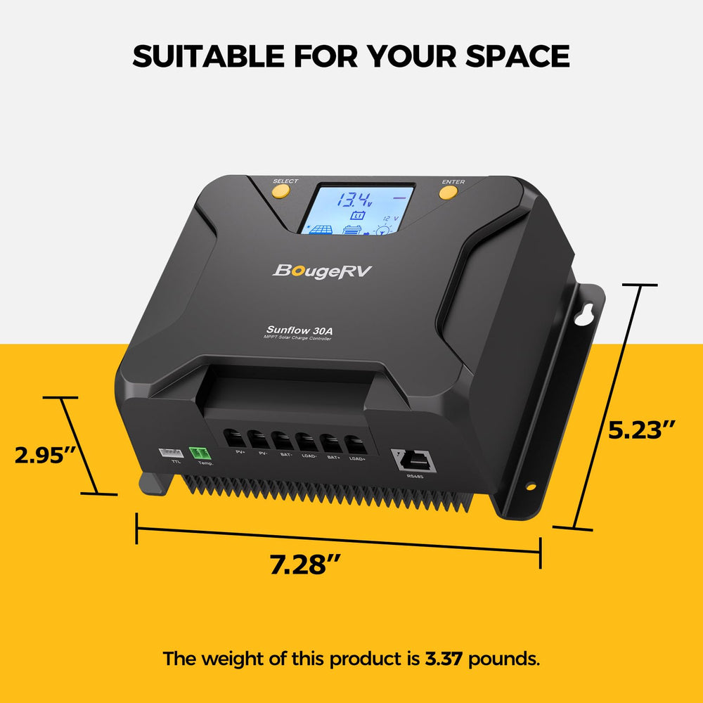 BougeRV MPPT Solar Charge Controller 30A app control demonstration