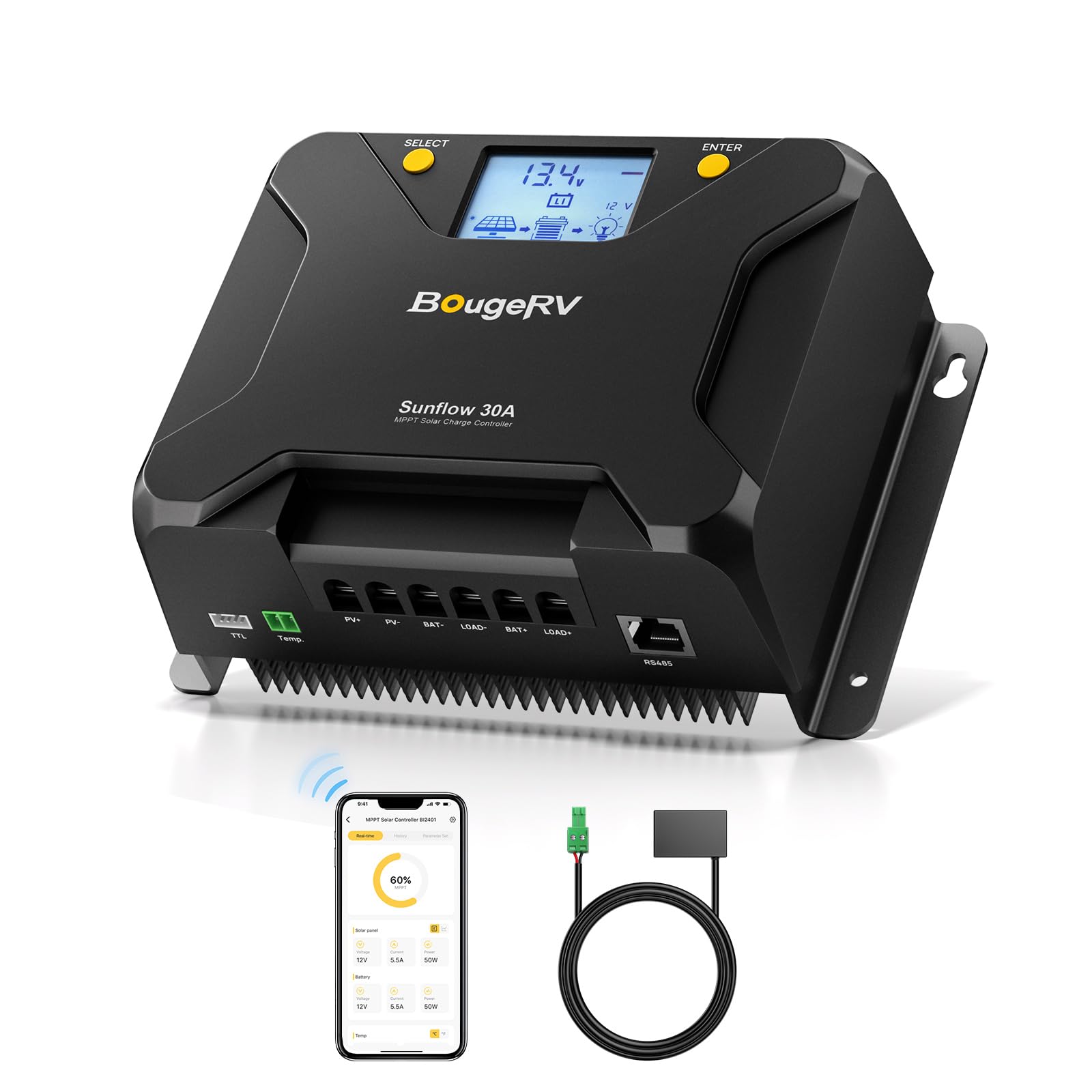 BougeRV MPPT Solar Charge Controller 30A front view