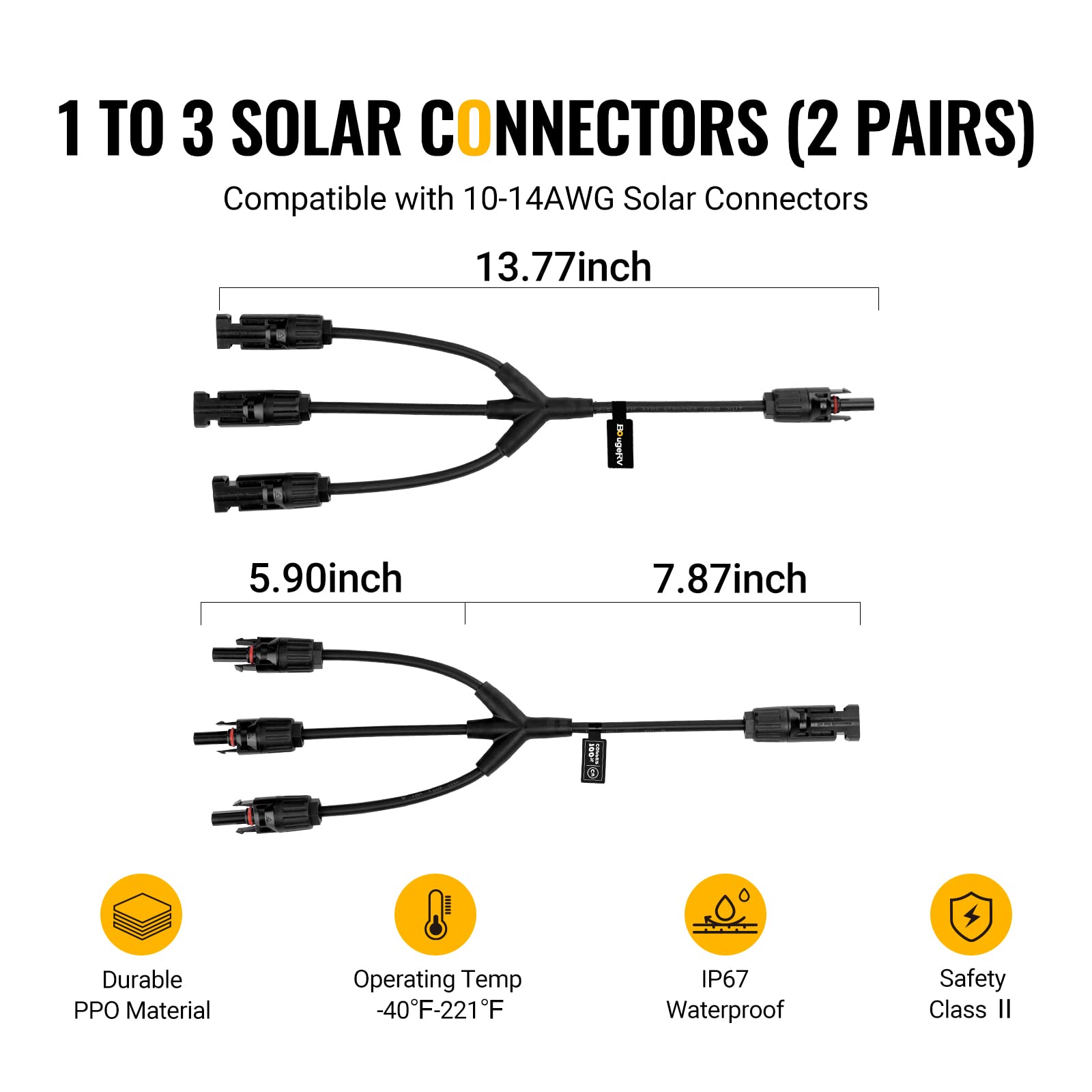 BougeRV Solar Y Connectors packaging
