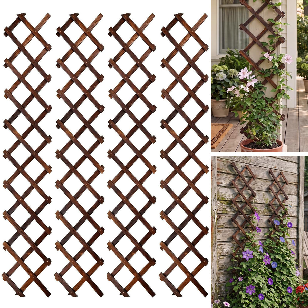 Bounmer Expandable Garden Trellis front view 13x68 inches