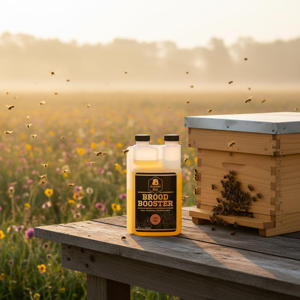 Bountiful Bees Brood support with bees feeding