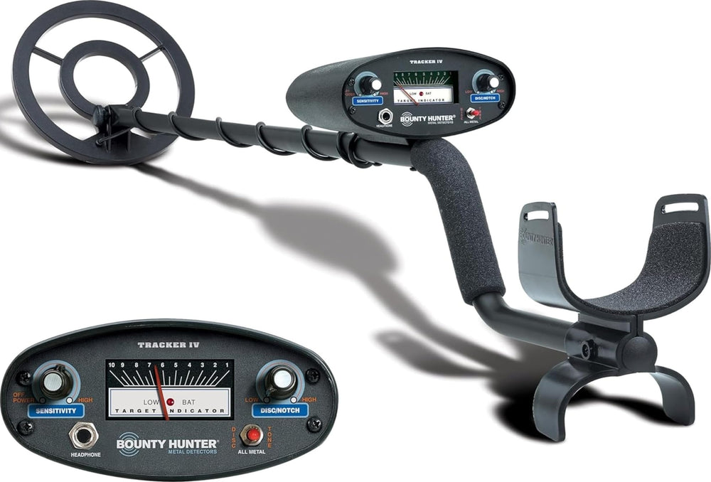 Bounty Hunter TK4 Tracker IV Metal Detector front view with 8-inch waterproof coil