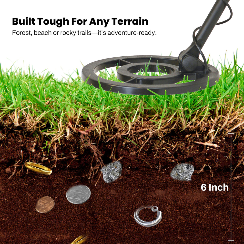 Bounty Hunter Tracker IV Metal Detector laid flat on grass