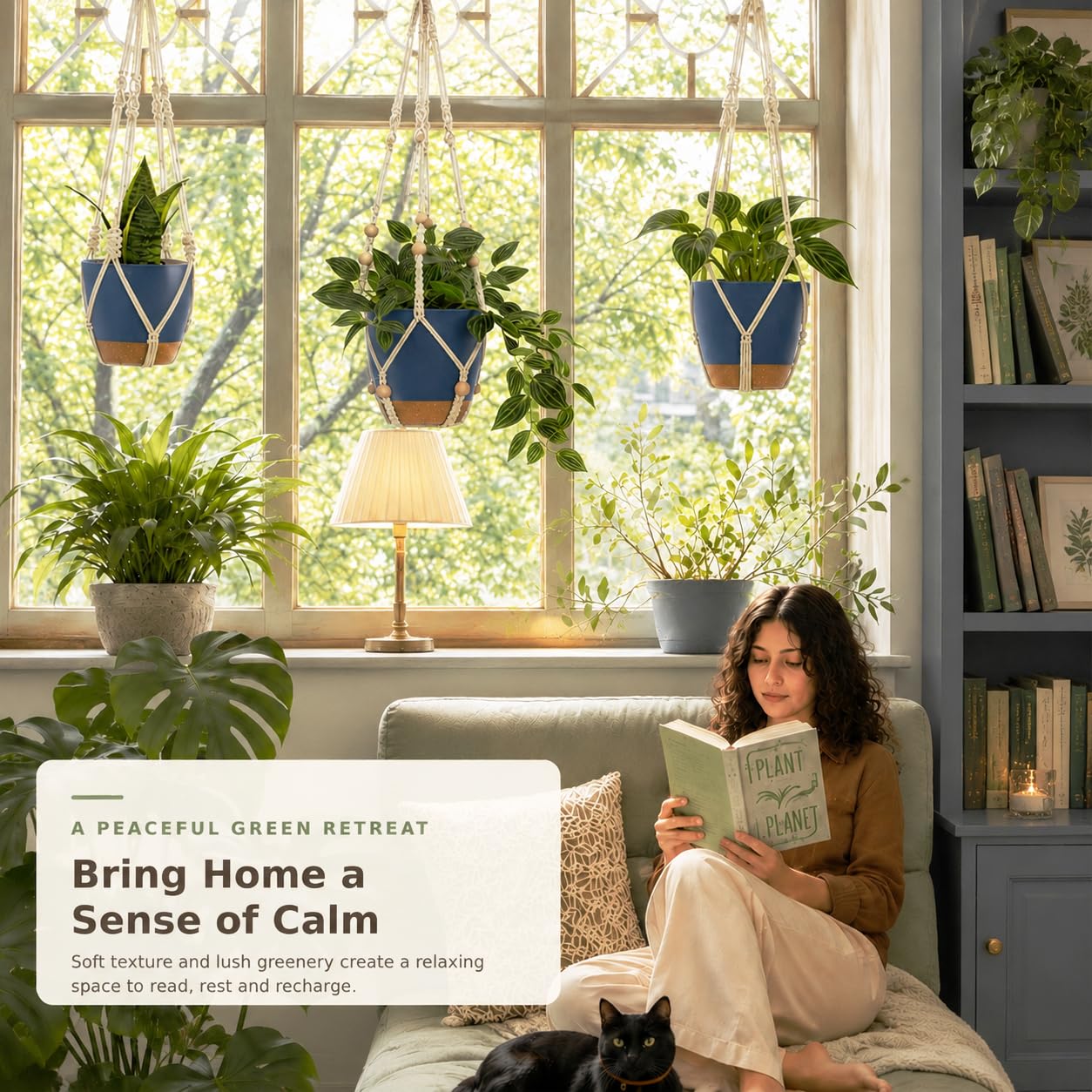 Bouqlife hanging planter set including hooks and pots