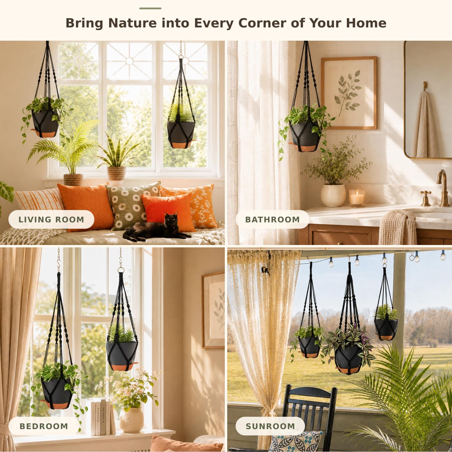 Bouqlife large hanging planters set on a shelf with plants