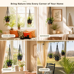 Bouqlife large hanging planters set on a shelf with plants