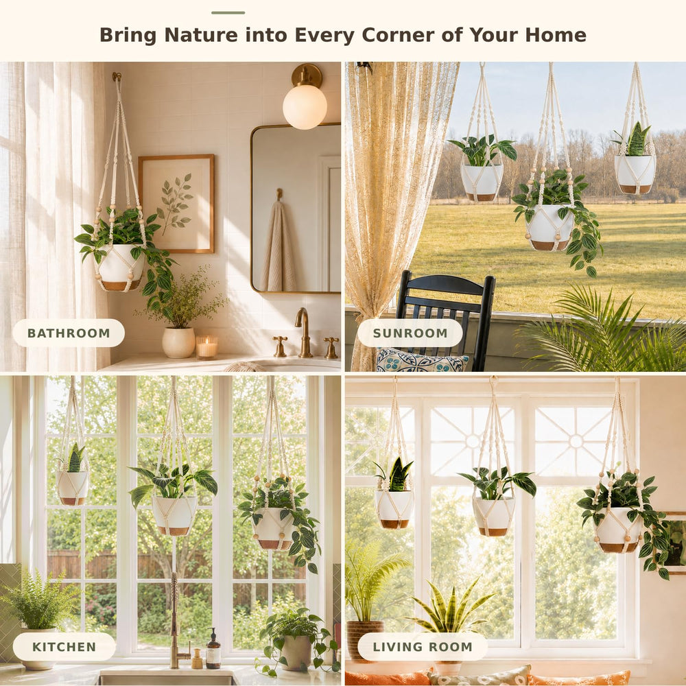 Bouqlife self watering hanging planter 7 inch in white
