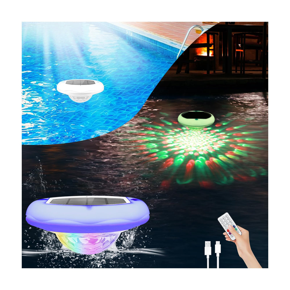 BOXPSII Floating Pool Light, 6.69 inches diameter, USB rechargeable
