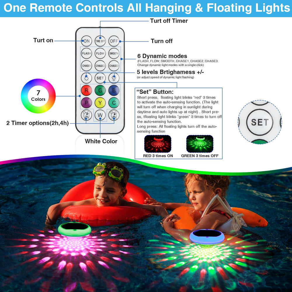BOXPSII Floating Pool Light with USB charging cable
