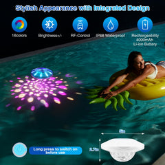 BOXPSII Floating Pool Lights glowing in dynamic RGB mode