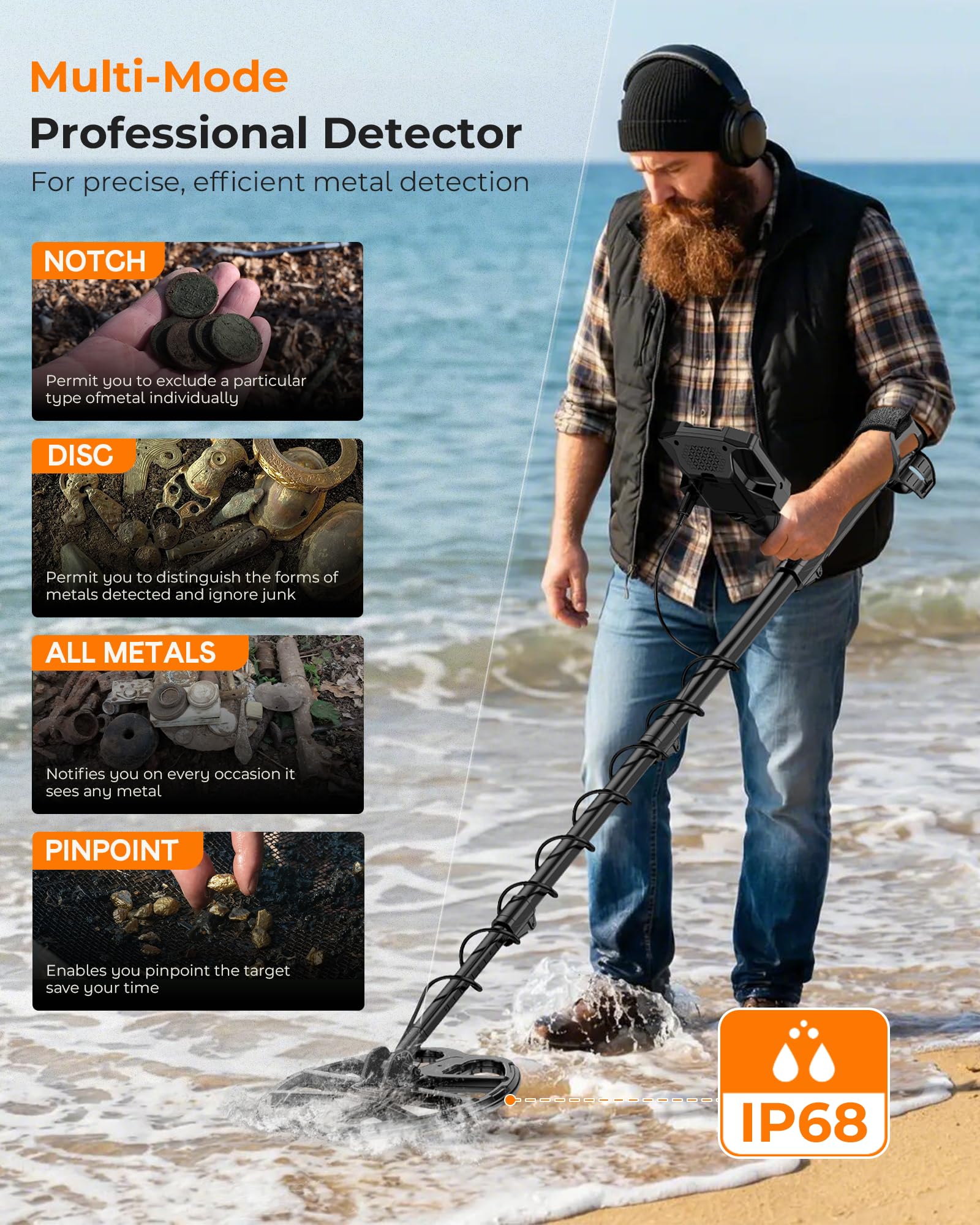 BOXTREN Metal Detector folded for easy transport