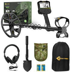 BOXTREN Metal Detector front view with 12" waterproof coil