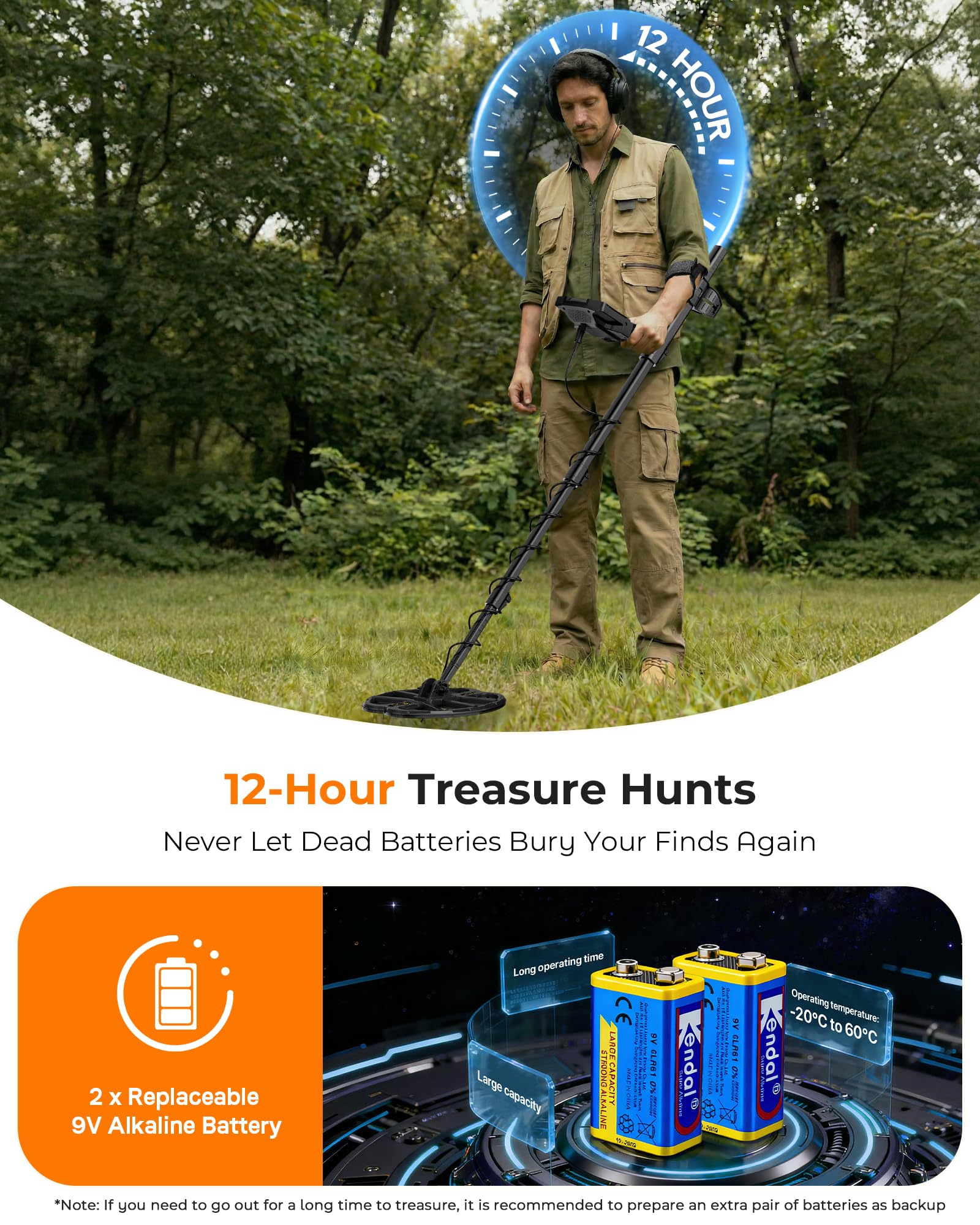 BOXTREN Metal Detector showcasing large backlit LCD display