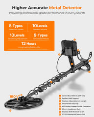 BOXTREN Metal Detector with accessories including headphones and shovel