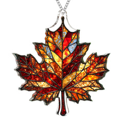 BOYESE Faux Stained Glass Maple Leaf Suncatcher front view