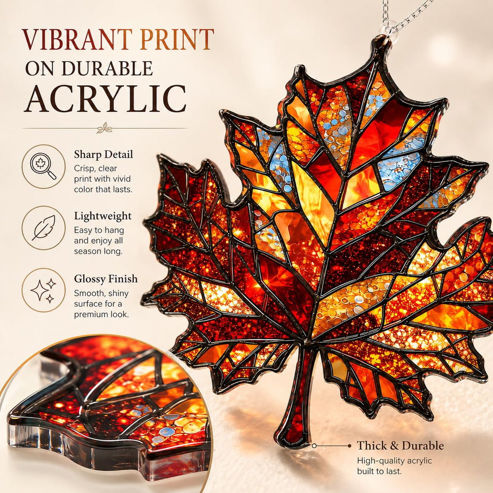 BOYESE Maple Leaf Suncatcher with light reflections