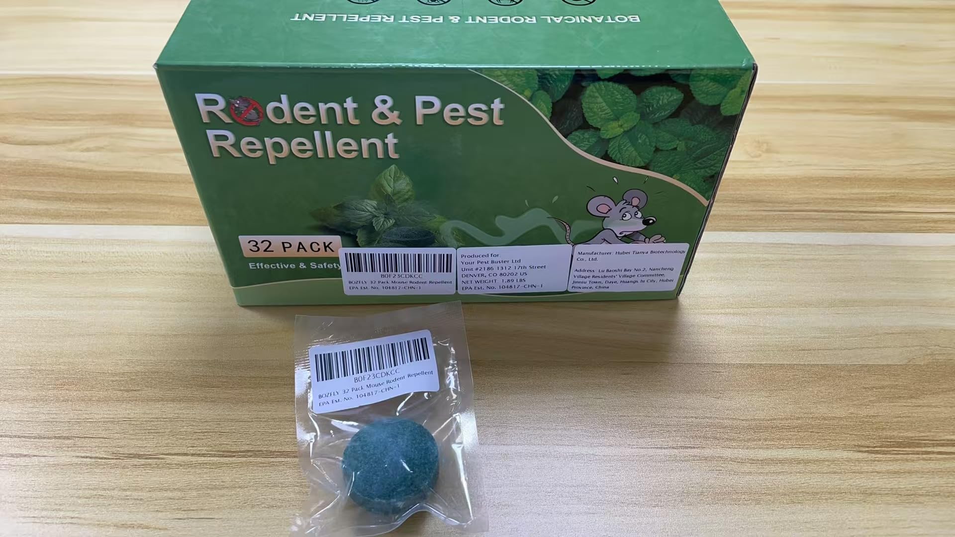 BOZFLY Mouse Repellent balls in a storage room
