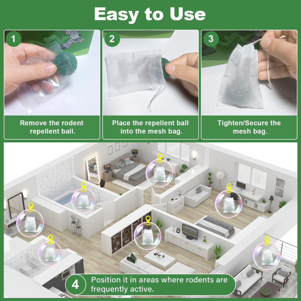 BOZFLY Mouse Repellent balls placed in a garage