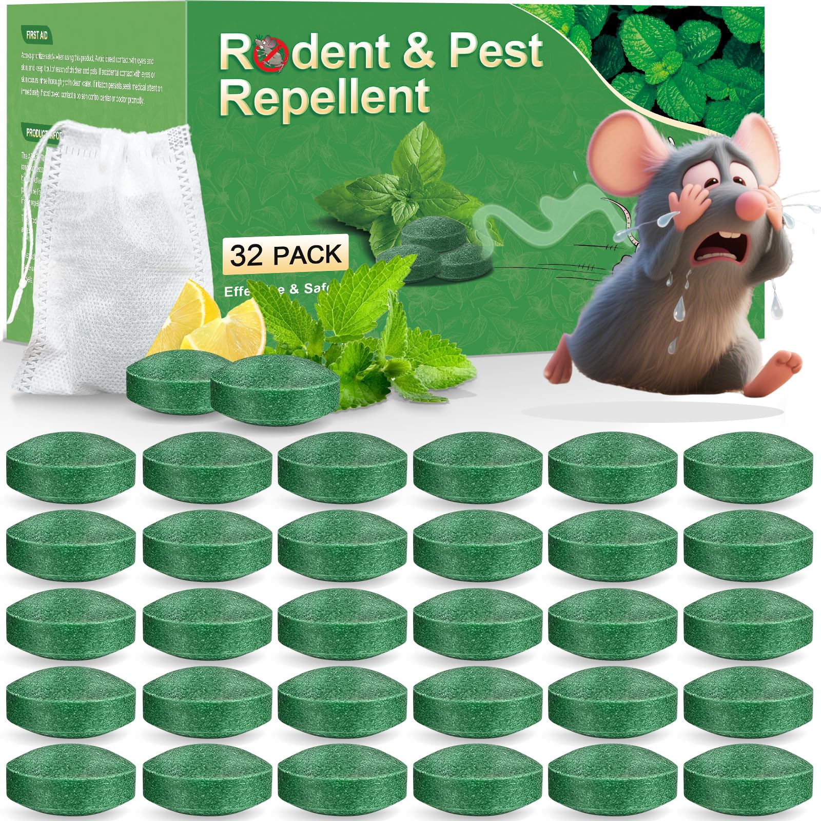 BOZFLY Mouse Rodent Repellent 32 Pack mint scent front view