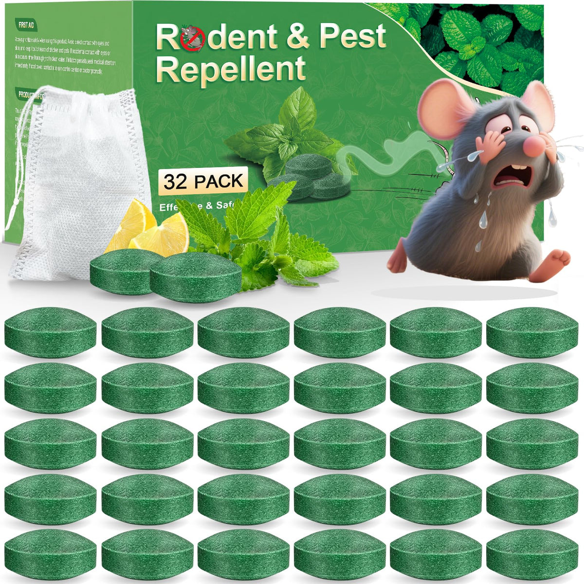 BOZFLY Mouse Rodent Repellent 32 Pack mint scent front view