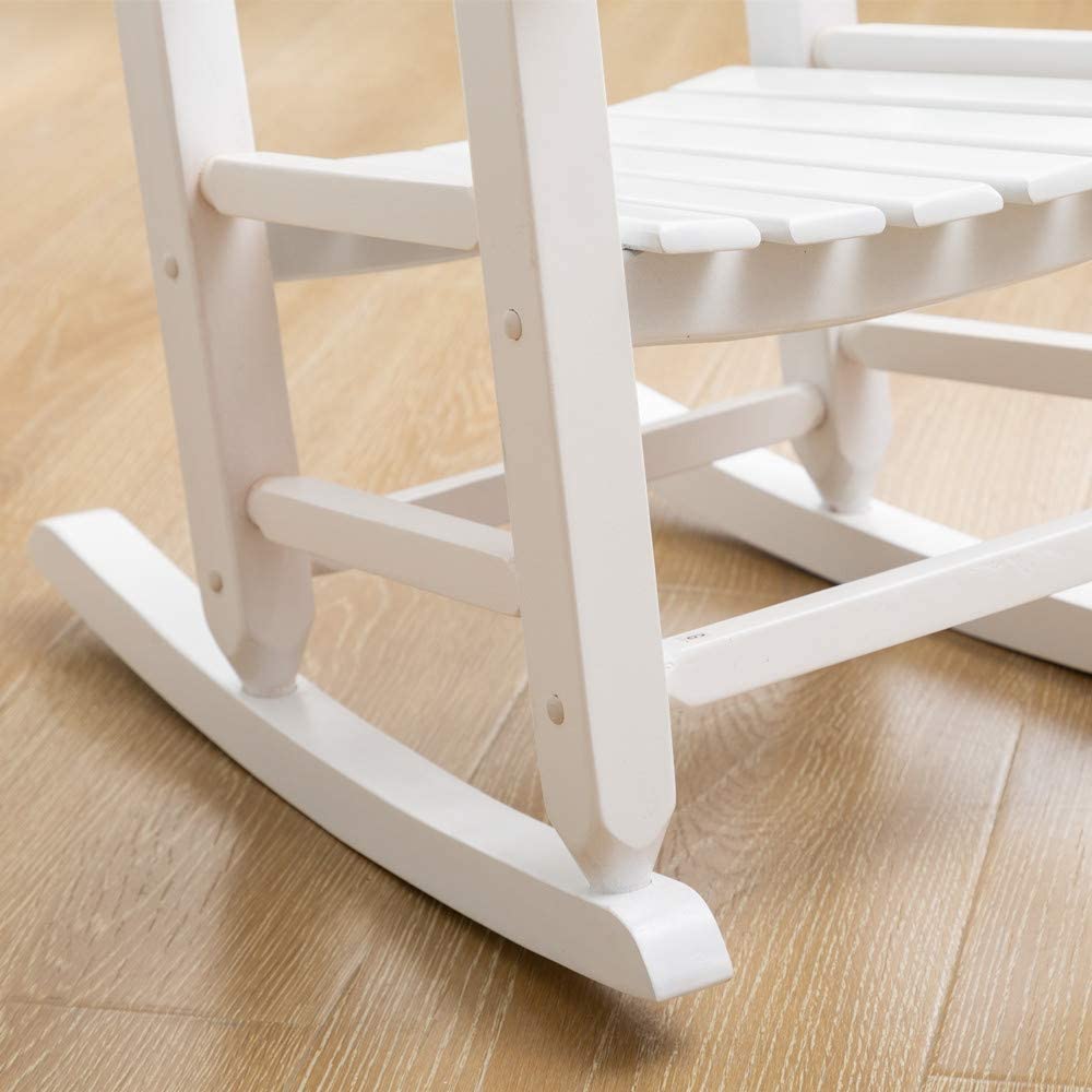 BplusZ Kids Wooden Rocking Chair back view showcasing sturdy construction
