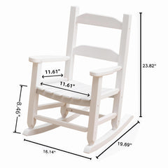 BplusZ Kids Wooden Rocking Chair side view with ergonomic armrests