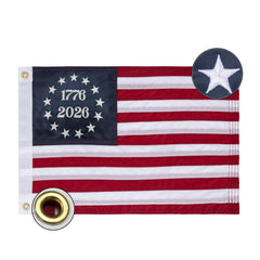 Bradford 1776 2026 Bennington USA Flag 12x18 inch front view